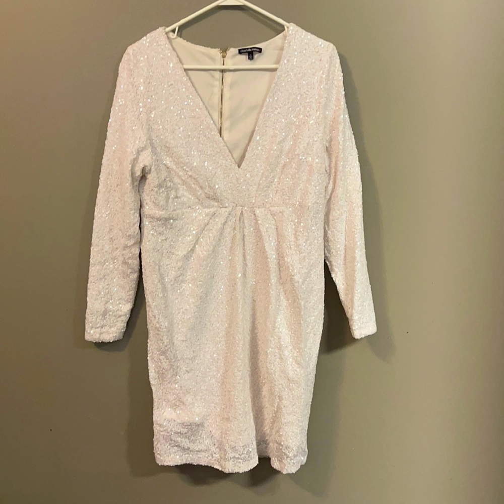 Charlotte Rouse Sz 1x White Sequin Dress